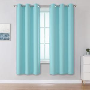 DUALIFE Aqua Curtains for Living Room Bedroom Light Blocking Window Curtains Triple Weave Room Darkening Curtain Panels Thermal Insulated Grommet Top 34X63