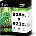 923XL (923e) Ink Cartridges Fit for HP OfficeJet Pro 8130e 8135e 8125e Printers Replacement for 923 e XL for HP923 8122e 8138e 8139e 8124 8124e 8125e 8130 8132e 8134e Black Cyan Magenta Yellow 4 Pack