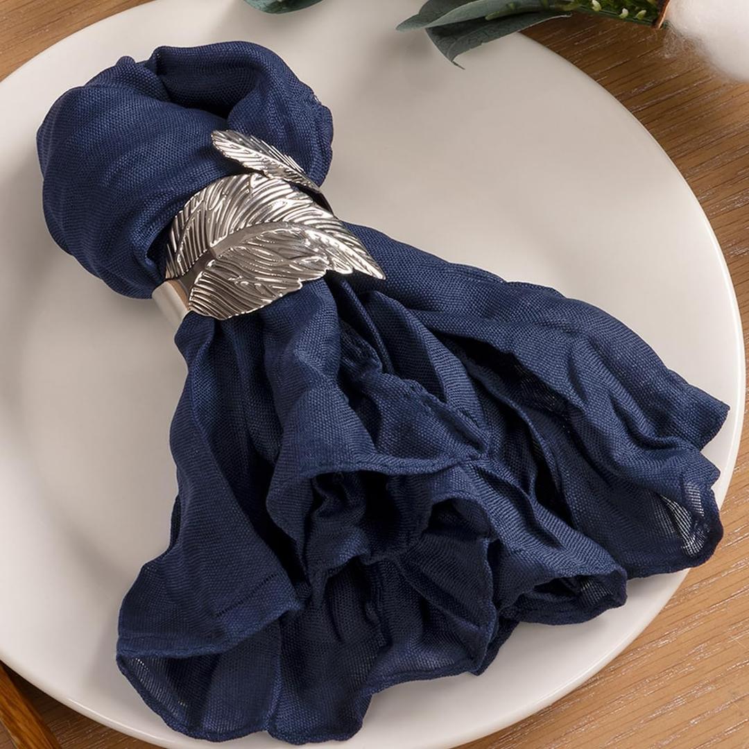 MLMC 60 Pack Cheesecloth Napkins Bulk Navy Blue Washable Reusable Cloth Napkins 21"x21" Boho Dinner Table Napkins in Bulk for Bridal Shower Wedding Events Table Decor
