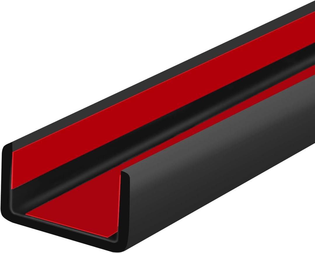 Rubber Edge Trim, Self Adhesive U Channel Edge Trim, Big Size U Shaped Trim, Edge Banding for Plywood, Woods, Shelf, Cabinet, Countertop, Size7/8 inch (22mm), Length 20Ft, Black