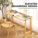 Solid Wood Folding Desk Mid Century Modern Table, 55'' Foldable Writing Computer Desk for Home Office, Simple Study Makeup Workstation, Wooden Study Office Desk Table for Small Spaces, Natural Color