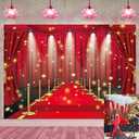 Red Carpet Backdrop Movie Night Film Stars Glitter Party Red Curtain Decor Photo Background VIP Fashion Show Prom Graduation Wedding Birthday Party Supplies Photo Props (10x8FT)