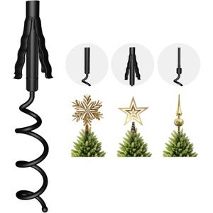 Christmas Tree Topper Holder  Universal Twist-On Stabilizer with Adjustable Attachment for Tree Top Decorations, Fits Most Tree Bases (Black)