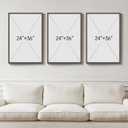 Large Framed Neutral Abstract Wall Art for Living Room, Set of 3 Rustic Beige Brown Canvas Prints Paintings Artwork for Walls, Minimalist Stone Pictures for Hallway Stair Office Wall Decor 24x36 Inch, 24" W x 36" H x 3Pcs