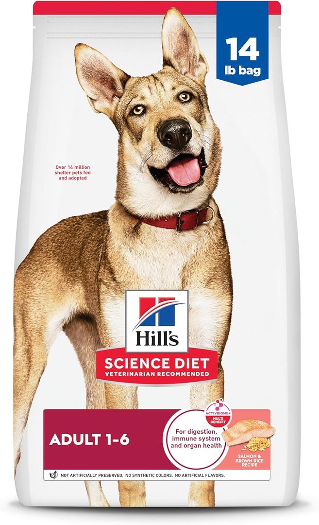 Hill's Science Diet Adult 1-6, Adult 1-6 Premium Nutrition, Dry Dog Food, Salmon & Brown Rice, 14 lb Bag, No BB Date Found