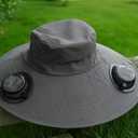 Solar Fan Hat for Men, Wide Brim Solar Fan hat,hat with Solar Fans Built in, Outdoor hat with Fans (XX-Large, Gray)