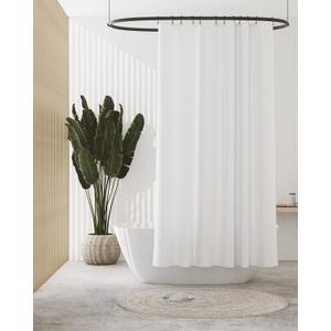 Zenna Home 5.5-Gauge Lightweight Recycled PEVA Shower Curtain Liner with Anti-Draft Clips, 70 x 72 inch, White 