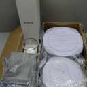 Nervure 600PCS Silver Plastic Dinnerware - White and Silver Disposable Plates for 100 Guests - 200 Disposable Plates, 300 Plastic Silverware and100 Cups for Wedding & Party