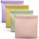 4.72x4.72 Small Pouches for Purse, 4PCS Cute Snap Closure Storages, Mini Organizer for Inside Large Makeup Bag, Organize Cosmetic, Lipstick, Jewelry, Card, Coins in Women's Handbag/Travel (Khaki+Pink+Green+Purple)