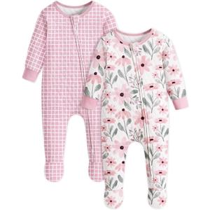 Yoofoss Baby Pajamas Organic Cotton Baby Winter Clothes Warm Newborn Sleepers for 0-3 Months Soft Quilted Footed Pjs