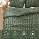 Amlie Home Tufted Boho Comforter Set Queen Size, 3 Pieces Soft Textured Bed Set, Lightweight Breathable Comforter for All Seasons, Farmhouse Shabby Chic Jacquard Bedding, Cozy Gift for Women, Green