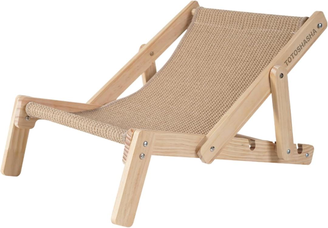 Cat Lounger with Sisal Mat, Four Heights Adjustable, Lounge Chair for Small and Medium Cats