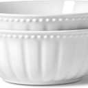 HOMBENE Large Ceramic Soup Bowls, 9.5 Inch Pasta Serving Bowl Dinner Bowls, Microwave Dishwasher Safe Bowl Set of 2 (White)