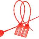500 Red Plastic Barcode Seals, Numberd Plastic Tamper Seals Security Tags, Pull-Tite Safety Zip Ties, Tamper Proof Tags Plasic Locks for Fire Extinguishers