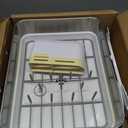 simplehuman Compact Dish Drying Rack with Stainless Steel Frame, 360 Easy Drain Swivel Spout, Utensil Holder, Anti-Residue Coating, Moisture Control Surface, White