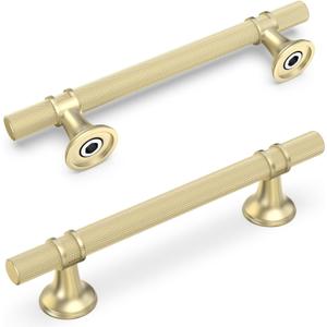 10 Pack 5 Inch Cabinet Pulls knurled Brushed Gold Kitchen Cabinet Handles Aluminum and Zinc Alloy Drawer Pulls Solid Cabinet Hardware