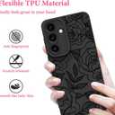 OOK Compatible with Samsung Galaxy S25 5G Case, Silicone Black Flowers Floral Rose Cute Pattern, TPU Camera Protection Soft Slim Shockproof Phone Cover for Women Girls- Black Rose