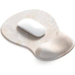 ErgoComfort Gel Wrist Rest Mouse Pad-Ergonomic Office Mousepad with Wrist Support-Non-Slip, Design Desk Accessories Mat for Home&Game Decor (08Cream Marble)