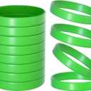 Morcheiong 12 Pieces Silicone Bracelets- Green Color Blank Rubber Wristbands for Adults Teen Party Favors