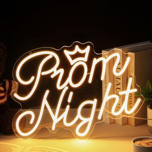 Retisee Prom Night Neon Sign LED Light Sign Warm White Prom Night Light up Background USB Powered Adjustable Brightness Wall Art Decor for Birthday Wedding Graduation Party Bar Gifts