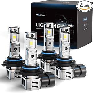 FRANXI 9005/HB3 9006/HB4 Bulbs Combo Fog Lights, 120W 32000LM Super Bright 6000K Cool White, 1:1 Design with Cooling Fan, Plug and Play, Pack of 4