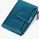 Small Wallet Women RFID Blocking Soft Leather Bifold Compact Card Holder Wallet for Women with Zipper Coin Pocket 4 ID Window