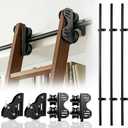 12FT Sliding Library Ladder Hardware Kit, Upgraded Rolling Hardware | Heavy Carbon Steel, 350lb Capacity, Telescopic Roller, PU Floor Roller with Brake, Matte Black (No Ladder)