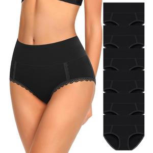 MISSWHO Cotton High Waisted Soft Womens Underwear Breathable Panties, Multipack (Large)