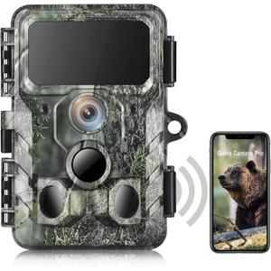 WiFi Trail Camera, 48MP Game Camera with Bluetooth, 1080P Night Vision 0.2s Trigger Time Motion Activated 120 Wide Angle View Wildlife Camera, IP66 Waterproof Hunting Camera for Outdoor