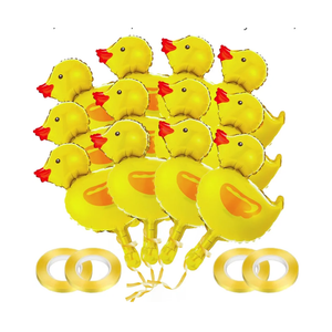 14 Mini Duck Balloon Duck Shaped Aluminum Foil Balloons Reusable Duck Party Decorations Suitable For Farm Animal Themed Parties, Graduations, Children'S Birthday Parties, etc. Comes with 1 String And 1 Glue Tape