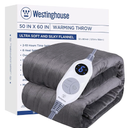 Westinghouse Heated Blanket Throw, Electric Throw with 6 Heating Levels, 210 Hours Time Settings, Overheat Protection, Machine Washable, Flannel (Throw, 50x60 Inches, Charcoal)