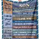 Gifts for Son Blanket, Son Gifts from Mom, Birthday/Graduation/Father's Day/Baptism Gift for Adult Sons Teen Boys, to My Son Gift Ideas Throw Blanket 60"X 50"