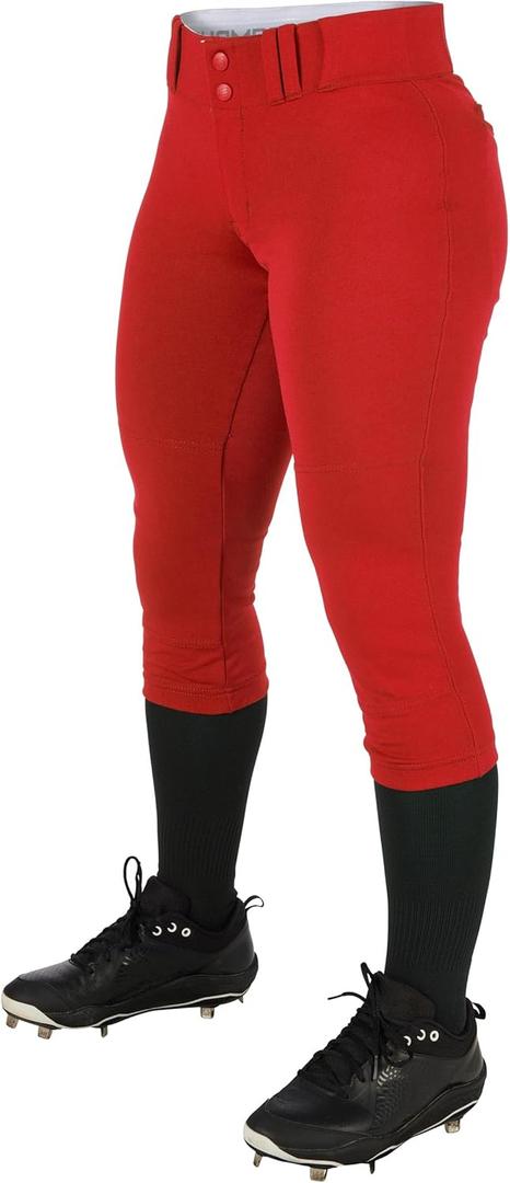 CHAMPRO Girls' Standard Low-Rise Softball Pants (X-Large, Scarlet)