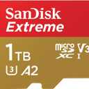 SANDISK 1TB Extreme microSDXC UHS-I Memory Card with Adapter - C10, U3, V30, 4K, 5K, A2, Micro SD Card- SDSQXAV-1T00-GN6MA