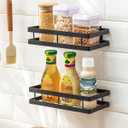 Baffect Metal Spice Rack Wall Mount Floating Shelves 2 Pack Black Storage organizer for Cabinet Door Pantry Kitchen Bathroom Supplies (9.8inches Length)