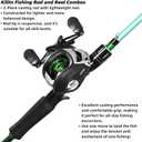 Kilitn Fishing Rod and Reel Combo, Green Color Baitcasting Combo Baitcast Reel, 2-Piece Baitcaster Rod, Durable Fiberglass with Comfortable EVA Handle