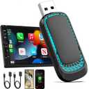 Wireless CarPlay& Android Auto Wireless Adapter - 2 in 1 Mini Adapter for Factory Wired CarPlay and Android Auto Cars, Ultra Low Delay, Multi-Color Ambient Light, Extension Cable USB C/A