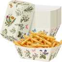 Ceenna 50 Pcs Wildflower Paper Food Trays Vintage Floral Nacho Trays Disposable Spring Summer Snack Popcorn Boats Holder for Bridal Baby Shower Tea Party Birthday Wedding Decorations Supplies