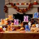 Honeydak 12 Pcs Halloween Ghost Coffee Mugs 16 oz Glass Color Changing Ghost Cups with Handle Spooky Coffee Cups for Halloween Holiday Party Drinkware Accessories Supplies Drinking Container