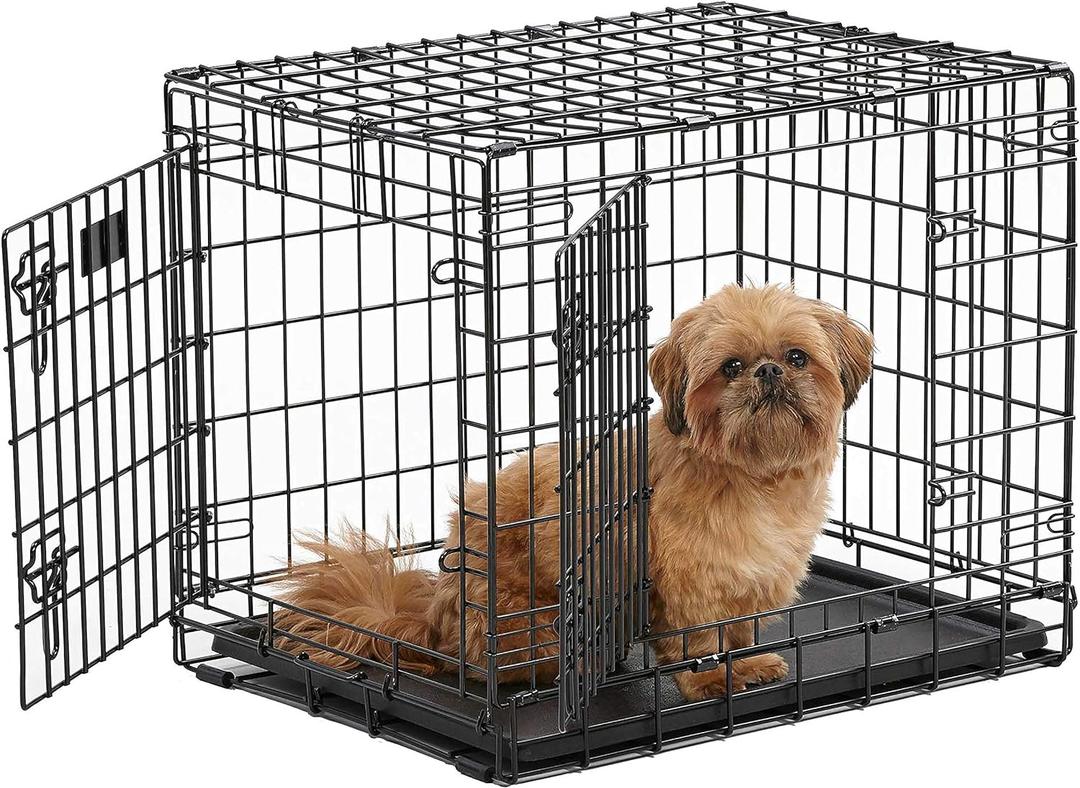 MidWest Homes for Pets Ultima Pro Heavy-Duty 24-Inch Dog Crate, Ultra-Strong Steel Double Door Pet Cage for Small Breeds, Accessories Included (25.0"L x 19.0"W x 21.0"H, Black)