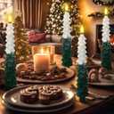 Funtery 6 Pcs LED Christmas Tree Flameless Taper Candles Real Wax Battery Operated Candlestick Lights with 3D Flame and Remote Timer Window Fireplace(Snow-Topped,Christmas Tree)
