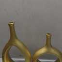 Brushed Gold Ceramic Vase Set 2,Modern Hollow Circle with Hole Flower Vase for Home Decor,for Table Centerpieces,Farmhouse,Fire Place,Living Room,Bedroom,Office,Bookshelf,Rustic Decor