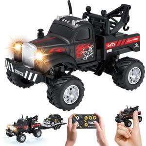 MOONTOY 1:64 Scale Mini Alloy Truck RC Car with LED Lights, 2.4Ghz Remote and App Control Toy Car, 3-Speed Adjustment Pocket Toy Car for Kids 4-8 Years and Adults (Black)