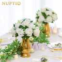 NUPTIO White Flower Centerpieces for Tables: 6 Pcs Artificial Flower Ball Arrangement for Wedding Party - 9.5 Inch Diameter Fake Floral Rose for Bridal Shower Decorations