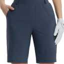 BALEAF Women's Golf Shorts 9'' Knee Length Stretch Bermuda Long Shorts Belt Loops Pockets Casual Work UPF 50+ (XS)