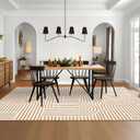 ROYHOME Washable Rug 9x12 Area Rugs for Living Room, Abstract Rug for Bedroom, Soft Rainbow Non Slip Throw Rugs with Rubber, Low Pile Stain Resistant Boho Geometric Carpet for Dining Room, Orange