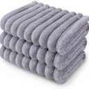 LINENLUX 1 Pack 3 Soft Fleece Dog Blanket for Pet Washable Warm Cat Puppy Fluffy Calming Flannel Grey Large