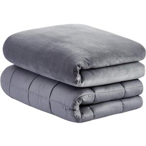 ZZZhen Weighted Blanket - 48''72'' 15LB Blanket with Minky Cover- Premium Heavy Blankets - Calm Sleeping for Adult, Durable Quilts (Minky Grey, 48''72'' - 15LB)