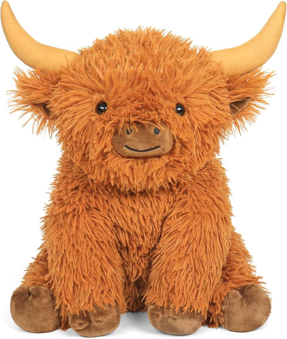 JellyMallow Highland Cow Weighted Stuffed Animals 5 lbs 16 in, Jumbo Highland Cow Stuffed Animal Plush Toy, Adorable Weighted Cow Cattle Stuffed Animal Pillow Gifts for Kids and Adults