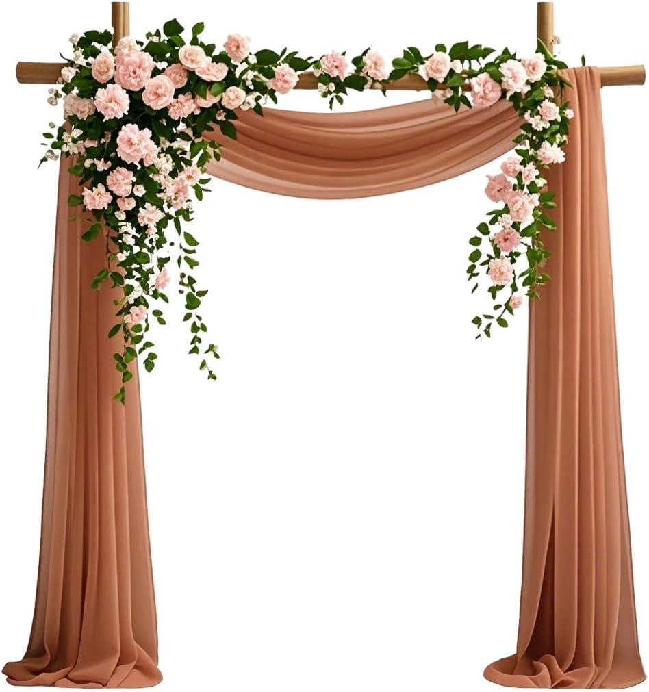 Russet Chiffon Fabric 6.7 Yards - Wedding Arch Draping Fabric 29" x 20ft Russet Sheer Curtains Wedding Decorations for Ceremony Backdrop